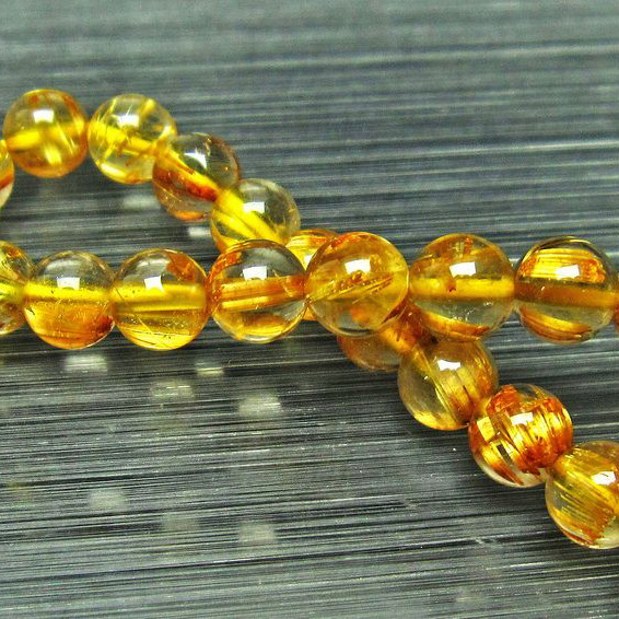 ゴールドタイチンルチル ブレスレット 7mm [L68-1466]