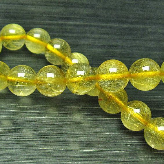 ゴールドタイチンルチル ブレスレット 9mm [L68-1736]