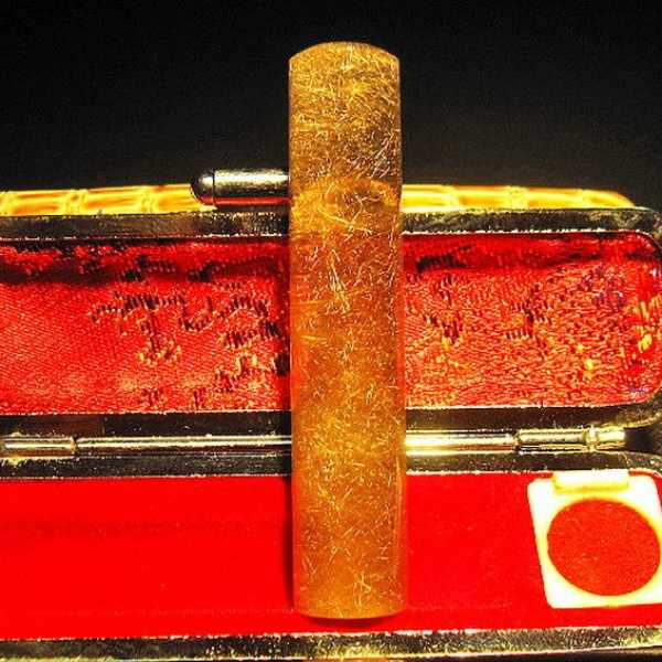 豪華ルチル 印材　※別途料金で篆刻可能 12mm [M119-188]