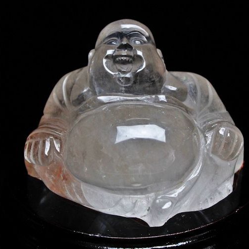 1.9Kg 虹入り ライトニング水晶布袋様 置物[M132-140]