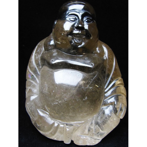 ☆セット割対象品！☆ 1.1Kg ライトニング水晶布袋様 置物 [M132-28]