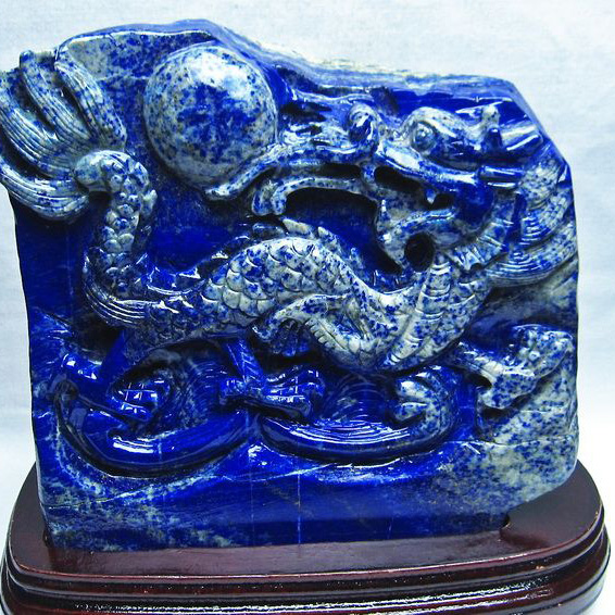 4.9Kg ラピスラズリ 手彫り 龍 置物[M170-5]