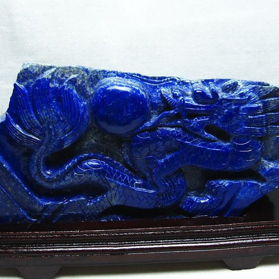 7.5Kg ラピスラズリ 手彫り 龍 置物[M170-76]