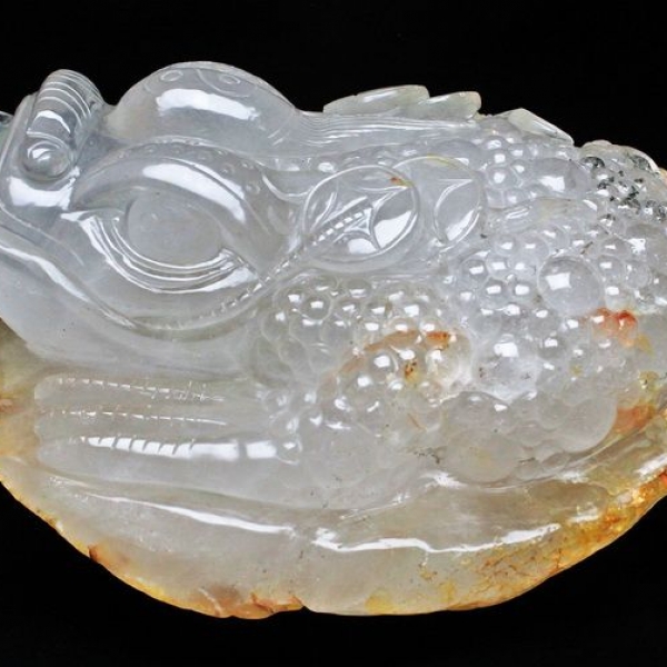 13.8Kg ガーデン水晶ヒマラヤ水晶金蟾 置物 同梱不可 [M61-196]