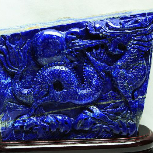 2.7Kg ラピスラズリ 手彫り 龍 置物[S3-17]