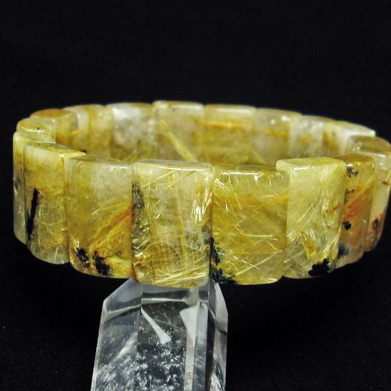 ゴールドタイチンルチル バングル [T107-4142]