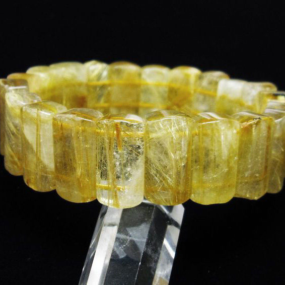 ゴールドタイチンルチル バングル [T107-4205]