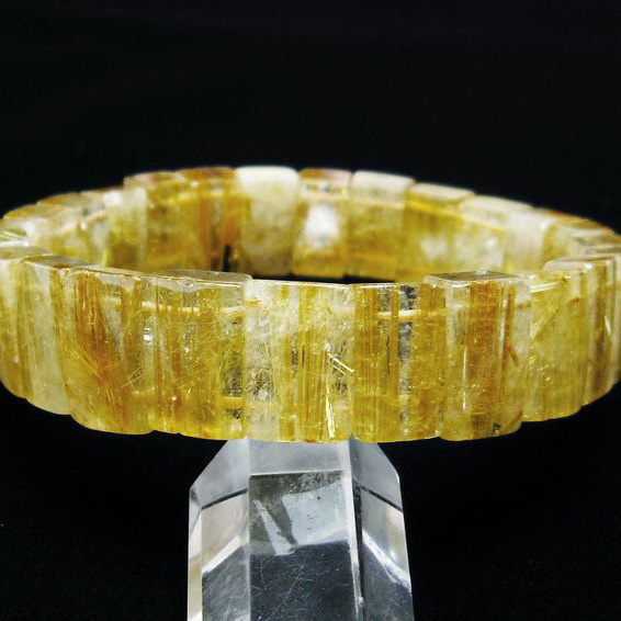 ゴールドタイチンルチル バングル [T107-4223]