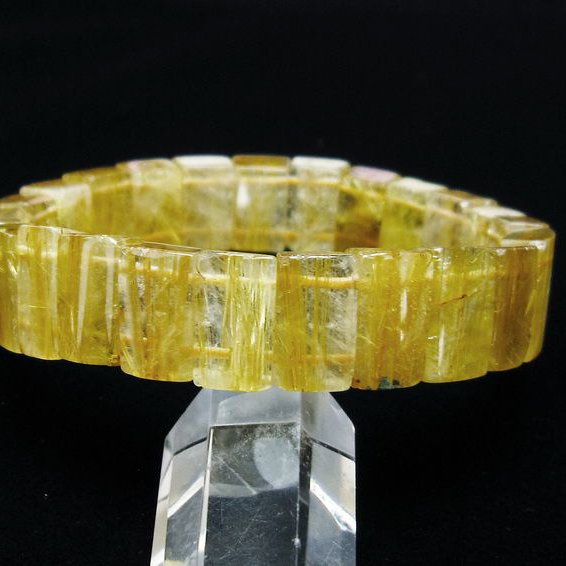 ゴールドタイチンルチル バングル [T107-4224]