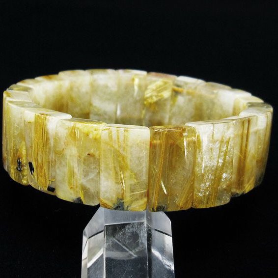 ゴールドタイチンルチル バングル [T107-4231]