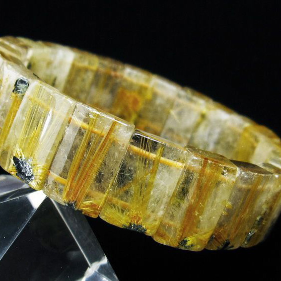 ゴールドタイチンルチル バングル [T107-4274]