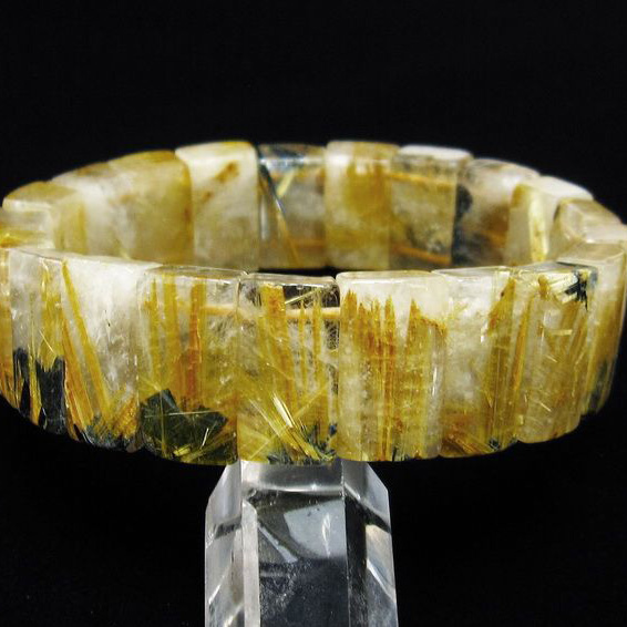 ゴールドタイチンルチル バングル [T107-4279]