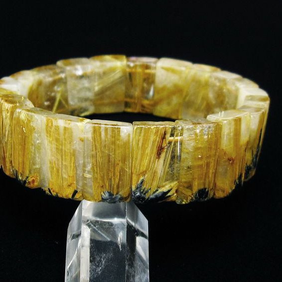 ゴールドタイチンルチル バングル [T107-4287]