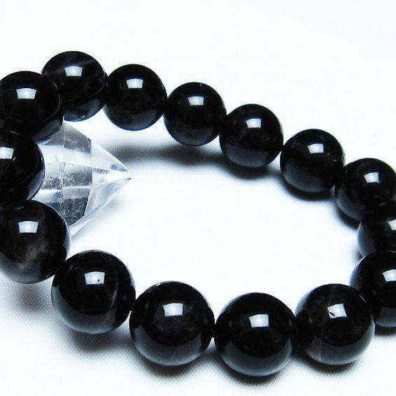 モリオン 純天然 黒水晶 ブレスレット 14mm [T112-6524]