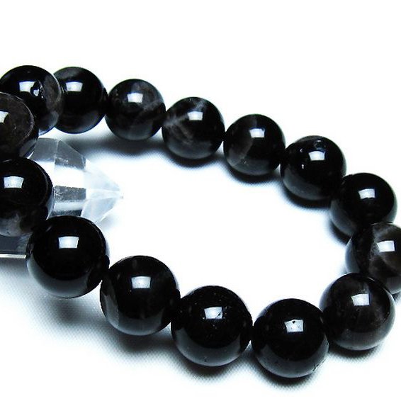 モリオン 純天然 黒水晶 ブレスレット 14mm [t112-6814]
