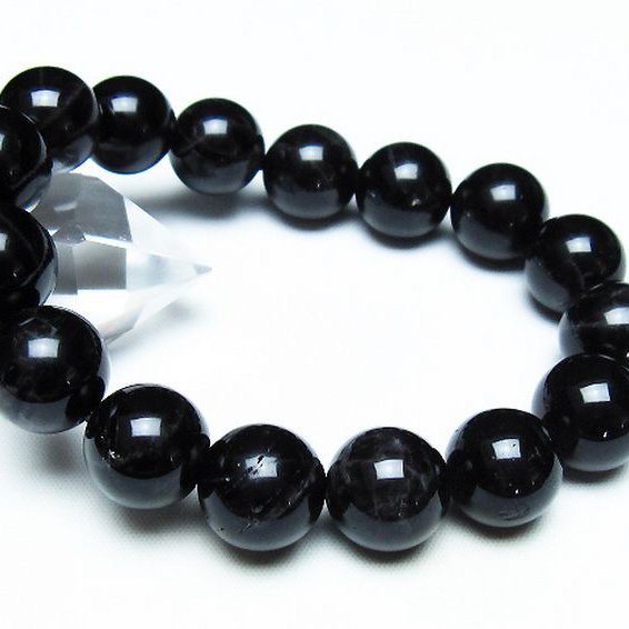 モリオン 純天然 黒水晶 ブレスレット 14mm [T112-7273]