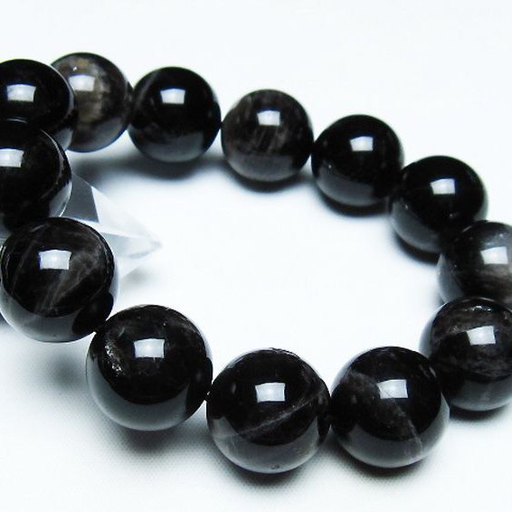 モリオン 純天然 黒水晶 ブレスレット 18mm [T112-7380]