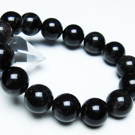 モリオン 純天然 黒水晶 ブレスレット 14mm [T112-7402]