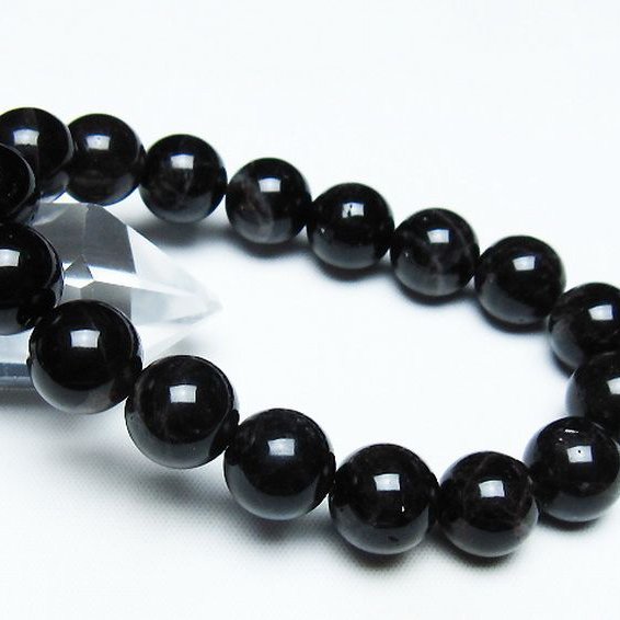 モリオン 純天然 黒水晶 ブレスレット 12mm [t112-7418]