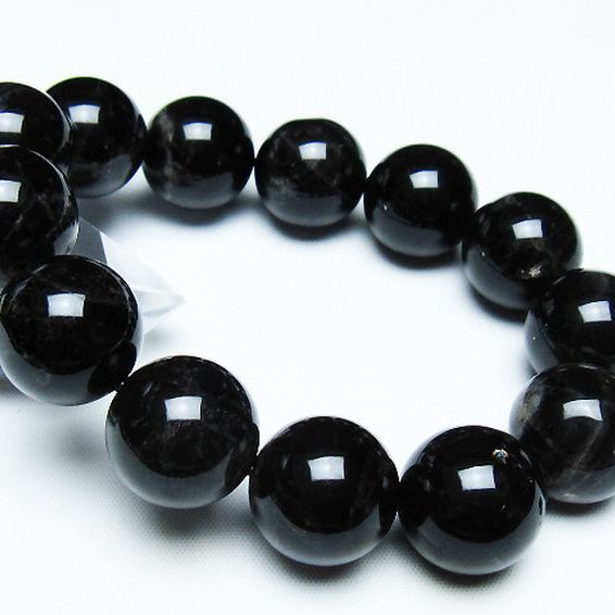 モリオン 純天然 黒水晶 ブレスレット 18mm [T112-7458]