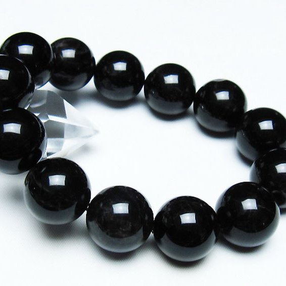 モリオン 純天然 黒水晶 ブレスレット 18mm [T112-7459]