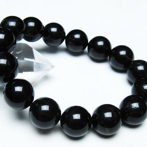 モリオン 純天然 黒水晶 ブレスレット 14mm [T112-7476]
