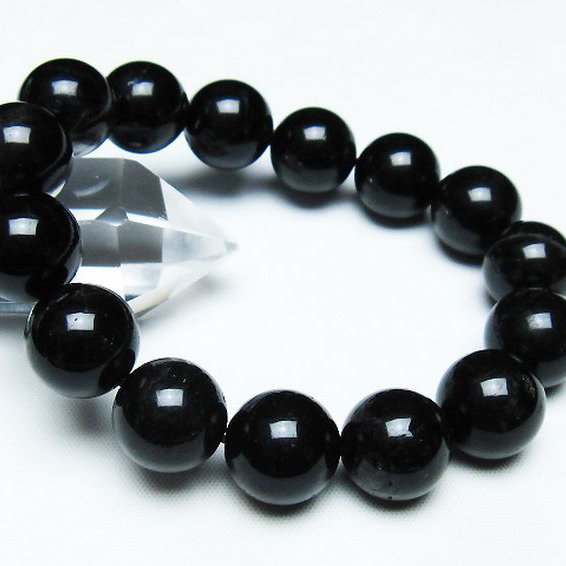 モリオン 純天然 黒水晶 ブレスレット 14mm [T112-7488]