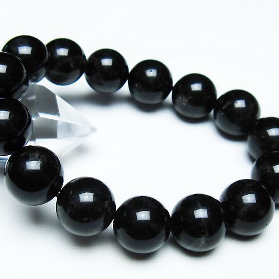 モリオン 純天然 黒水晶 ブレスレット 14mm [T112-7489]