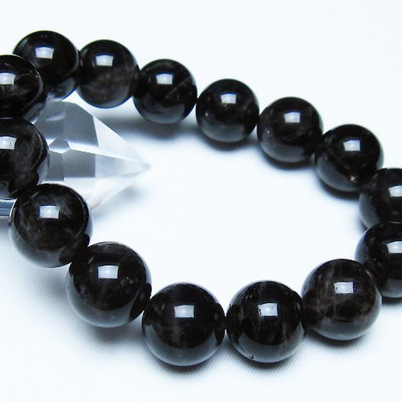 モリオン 純天然 黒水晶 ブレスレット 14mm [T112-7541]