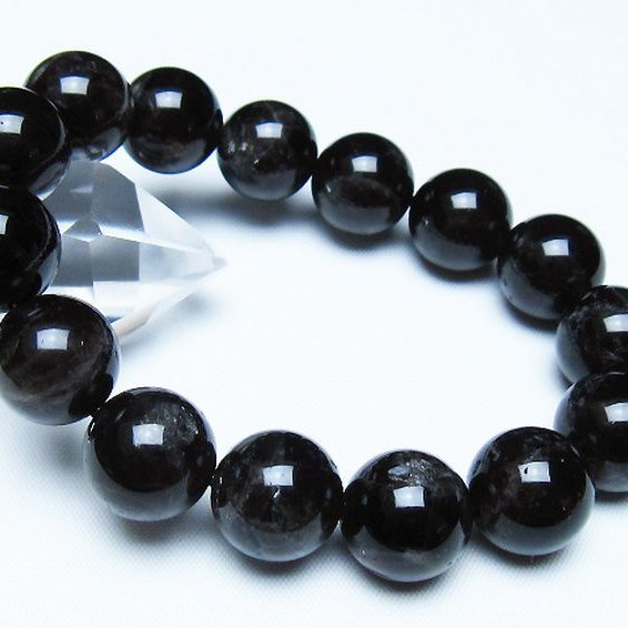 モリオン 純天然 黒水晶 ブレスレット 14mm [t112-7545]