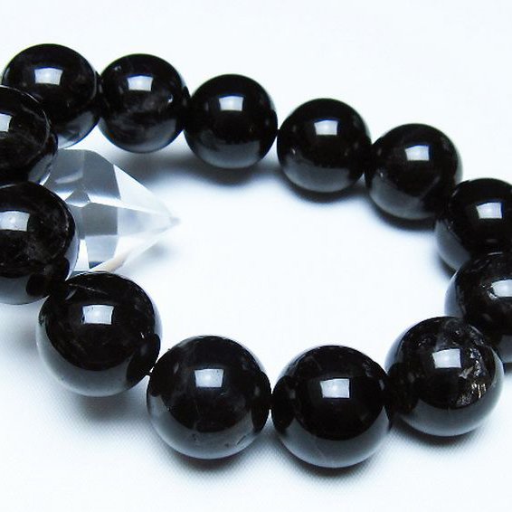 モリオン 純天然 黒水晶 ブレスレット 18mm [T112-7550]