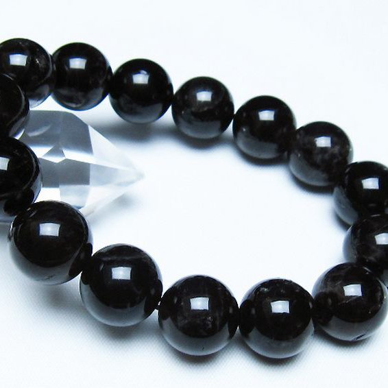 モリオン 純天然 黒水晶 ブレスレット 14mm [T112-7557]