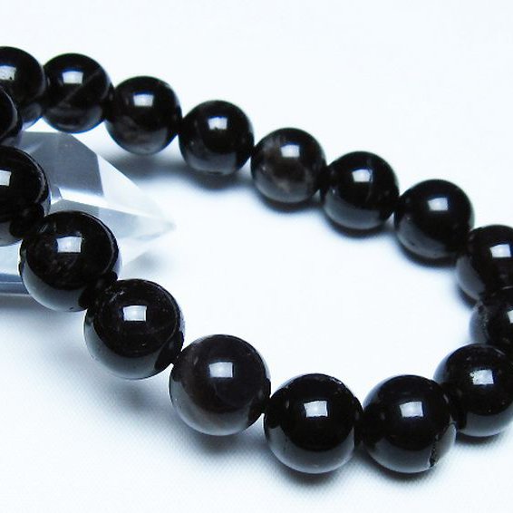 モリオン 純天然 黒水晶 ブレスレット 12mm [t112-7611]