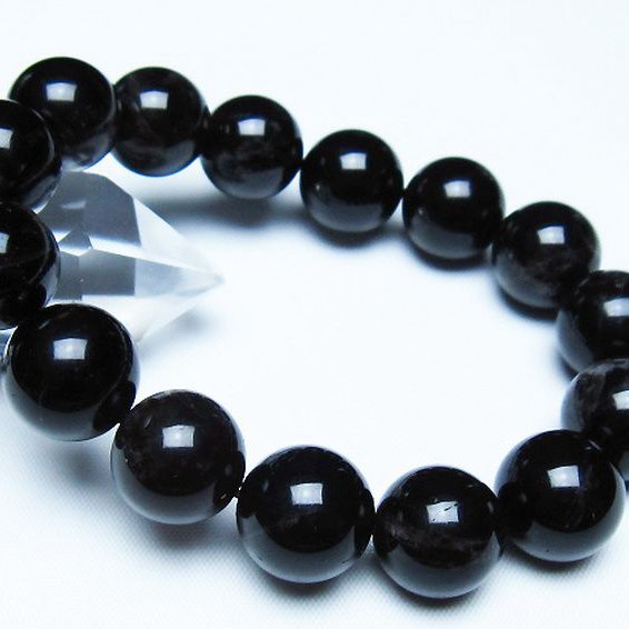 モリオン 純天然 黒水晶 ブレスレット 14mm [t112-7671]