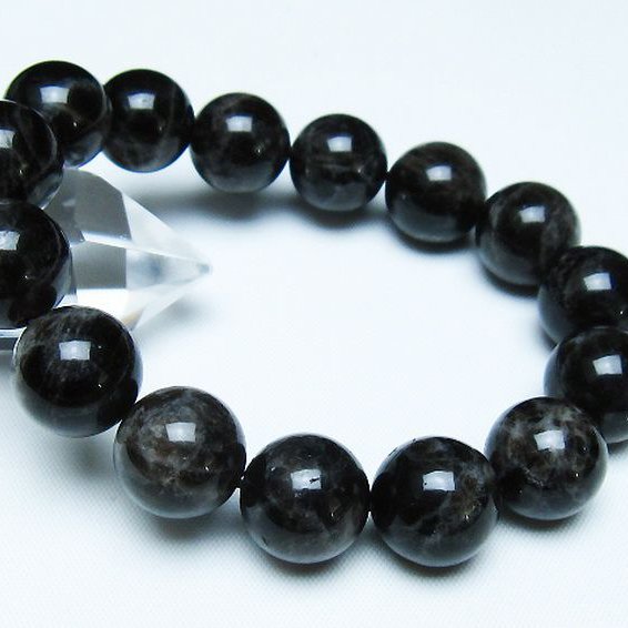 モリオン 純天然 黒水晶 ブレスレット 14mm [t112-7720]