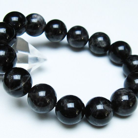 モリオン 純天然 黒水晶 ブレスレット 14mm [t112-7737]