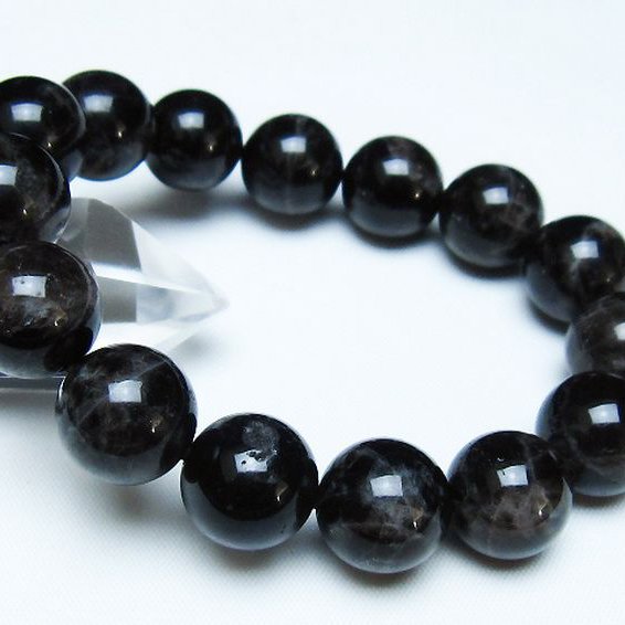 モリオン 純天然 黒水晶 ブレスレット 14mm [t112-7741]