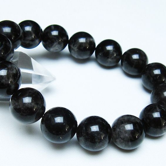 モリオン 純天然 黒水晶 ブレスレット 14mm [t112-7747]