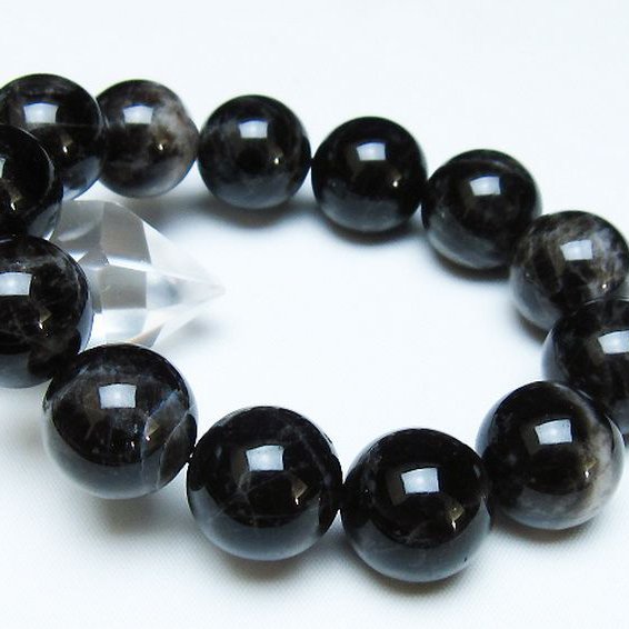 モリオン 純天然 黒水晶 ブレスレット 18mm [t112-7758]