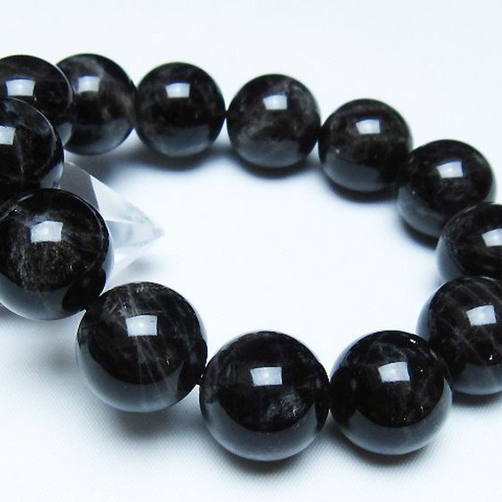 モリオン 純天然 黒水晶 ブレスレット 18mm [t112-7764]