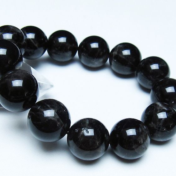 モリオン 純天然 黒水晶 ブレスレット 18mm [t112-7784]