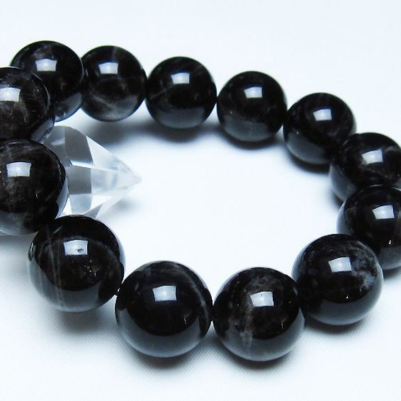 モリオン 純天然 黒水晶 ブレスレット 18mm [t112-7789]