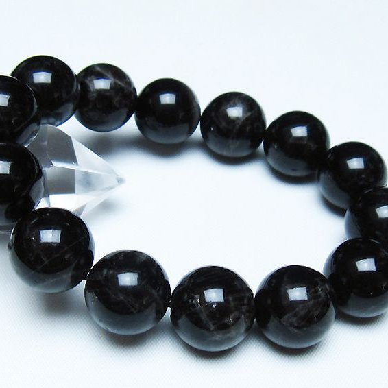 モリオン 純天然 黒水晶 ブレスレット 16mm [t112-7801]