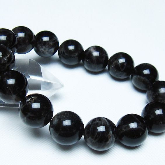 モリオン 純天然 黒水晶 ブレスレット 14mm [t112-7807]