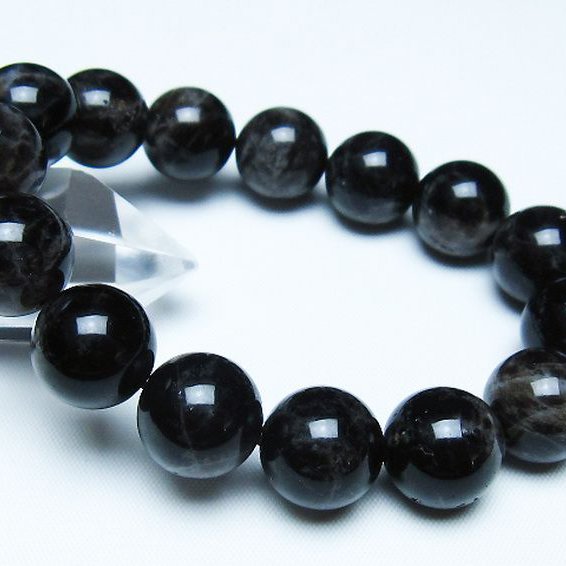 モリオン 純天然 黒水晶 ブレスレット 14mm [t112-7826]