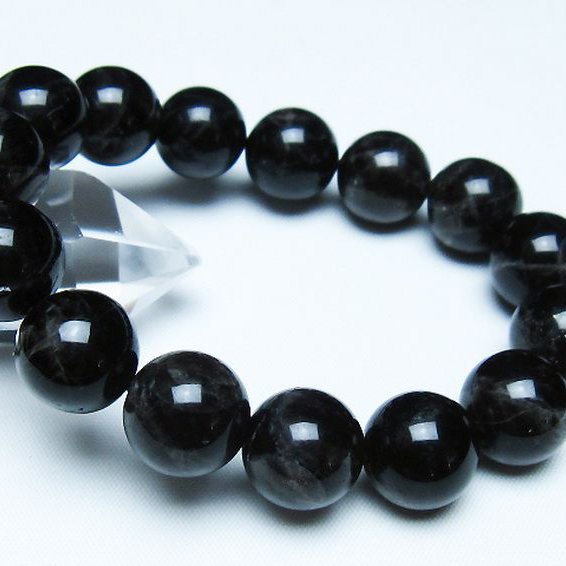 モリオン 純天然 黒水晶 ブレスレット 14mm [t112-7829]