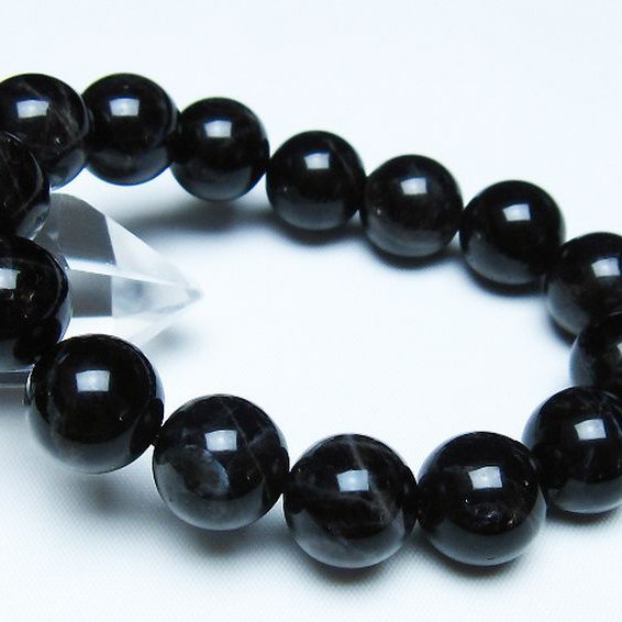 モリオン 純天然 黒水晶 ブレスレット 14mm [t112-7841]