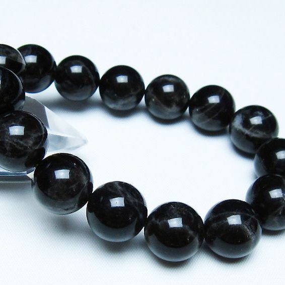 モリオン 純天然 黒水晶 ブレスレット 14mm [t112-7845]