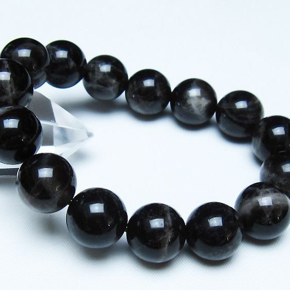 モリオン 純天然 黒水晶 ブレスレット 14mm [t112-7857]
