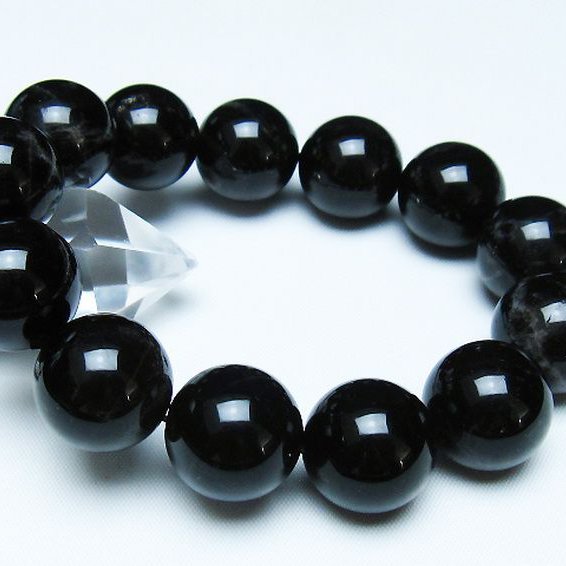モリオン 純天然 黒水晶 ブレスレット 18mm [t112-7867]